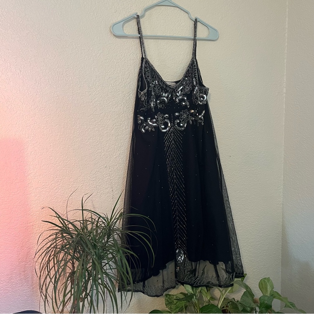 Vintage black and silver sequin dress